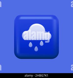 Blue Weather Forecast Icon. Isolated 3D Square Button. Vector illustration Stock Vector