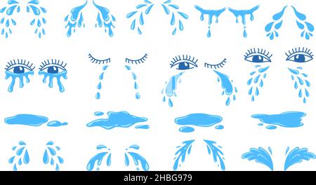 Premium Vector  Cartoon tear drops icon sorrow cry streams tear blob  crying fluid falling blue water drops isolated vector for sorrowful  character weeping expression wet grief droplets