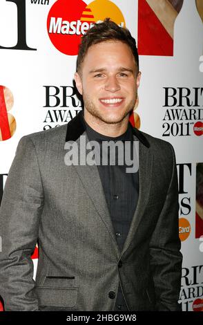 Olly Murs arrives at the Brit Awards 2011 shortlist announcement at the IndigO2, at the O2, London. Stock Photo