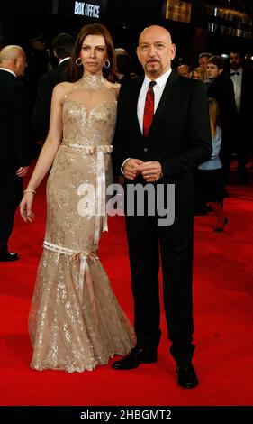 Sir Ben Kingsley and Daniela Lavender attends The Royal Film Premiere of 'Hugo' at The Odeon, Leicester Square in London Stock Photo