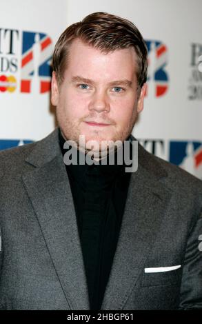 James Corden arriving at the shortlist announcements for the Brit ...