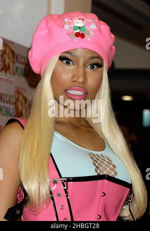 Nicki Minaj meets fans and signs copies of her new album at HMV Bayswater, Whiteleys Shopping Centre in London. Stock Photo