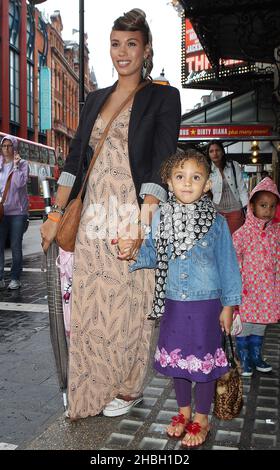 Javine Hylton and daughter Angel Hylton attending the UK Premiere of Nickelodeon's 'Dora the Explorer Live! - Search for the City of Lost Toys' at the Apollo Theatre, London. Stock Photo