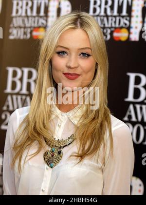 Laura Whitmore attending the Brit Awards 2013 Nominations Arrivals at the Savoy Hotel in London. Stock Photo