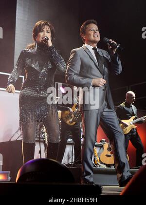 Marie Osmond and Donny Osmond perform live at the 02 Arena in London. Stock Photo