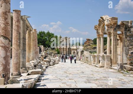 Curetes Street, Ancient City of Ephesus, Selcuk, Izmir Province, Turkey Stock Photo