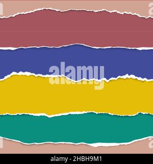 Torn paper edge seamless borders. Colorful pages rip, papers stripes for web banners, ad posters, personal cards and invitation design. Clean sheets Stock Vector