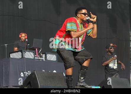 Phife Dawg and Jarobi White of a Tribe Called Quest perform on stage at Wireless Festival on Day 3 at Olympia Park in Stratford,East London. Stock Photo