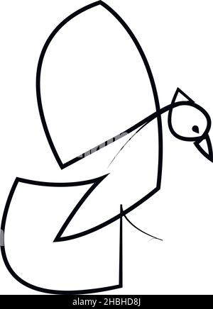 Line art Blue Jay Bird Logo Design Vector (1475166)
