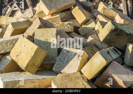 A bunch of Crimean bricks, a brick from shells, a texture. Background Stock Photo