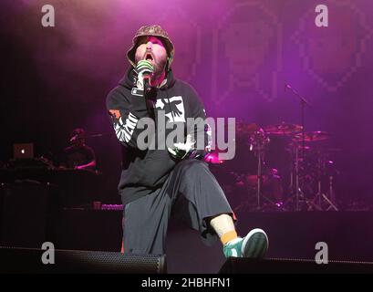 Fred Durst of Limp Bizkit performs at the NME Show at Brixton Academy in London. Stock Photo