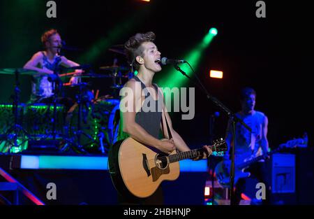 James McVey of The Vamps performss at the Eventim Hammersmith Apollo in London. Stock Photo