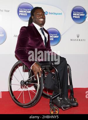 Ade Adepitan attends the Barclaycard Mercury Prize Awards at the Roundhouse in London. Stock Photo