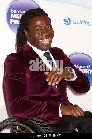 Ade Adepitan attends the Barclaycard Mercury Prize Awards at the Roundhouse in London. Stock Photo