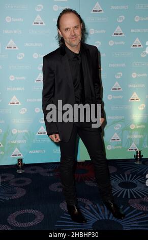 Lars Ulrich of Metallica attends the Music Industry Awards at the Grosvenor House Hotel in London. Stock Photo