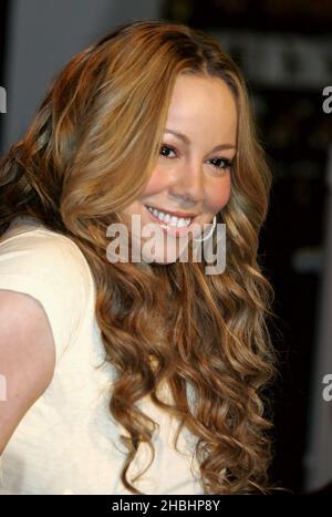 US pop singer Mariah Carey meets fans and signs copies of her award-winning album 'The Emancipation Of Mimi: Ultra Platinum Edition' at HMV Oxford Street on December 4, 2005 in London. Stock Photo