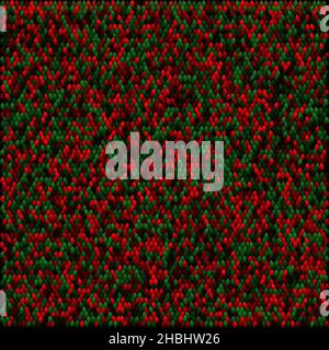 Pixelated point background based on primary colors and their combinations. Chaotically located pattern elements. Stock Vector