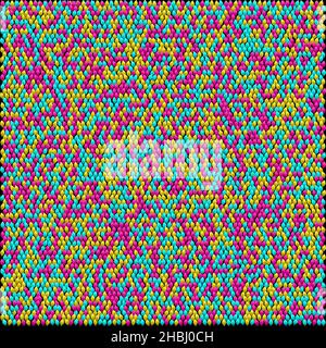 Pixelated point background based on primary colors and their combinations. Chaotically located pattern elements. Stock Vector