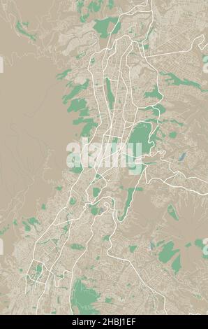 Vector map of Quito, Ecuador, United Arab Emirates. Urban city in Ecuador, United Arab Emirates. Street map poster illustration. Quito map art. Stock Vector