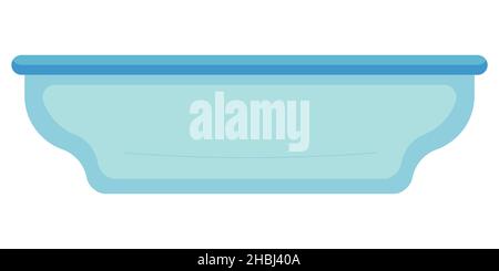 The blue soup and salad bowl with dark edging and rounded edges, in a flat style isolated on a white background. Vector illustration Stock Vector