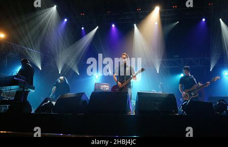 Myslovitz from Poland perform live on stage at the MTV Press Launch for Road to Edinburgh at the Royal Festival Hall London. Stock Photo