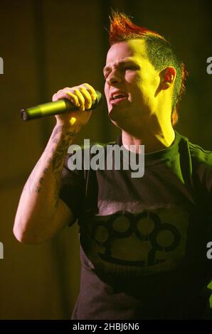 Good Charlotte perform live in concert at the Brixton Academy in London.  Joel Madden; (vocalist) Stock Photo