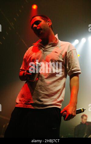NME Awards Show: The Streets at the Astoria, London.  Mike Skinner promoting highly praised debut album Original Pirate Material, idiosyncratic garage and hip-hop flava. Stock Photo