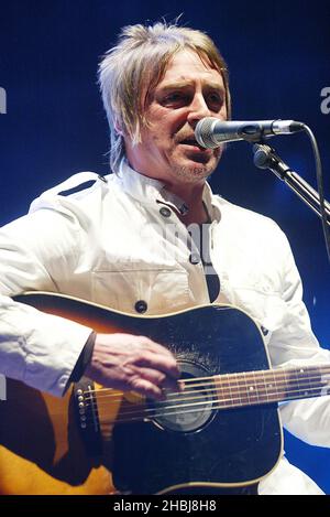 Paul Weller supports The Stereophonics and performs live on stage during the second concert in the 'Teenage Cancer Trust: The Who & Friends Live At The Royal Albert Hall in London. Stock Photo