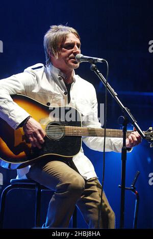 Paul Weller supports The Stereophonics and performs live on stage during the second concert in the 'Teenage Cancer Trust: The Who & Friends Live At The Royal Albert Hall in London. Stock Photo