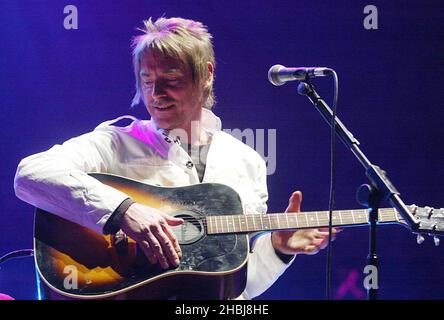 Paul Weller supports The Stereophonics and performs live on stage during the second concert in the 'Teenage Cancer Trust: The Who & Friends Live At The Royal Albert Hall in London. Stock Photo