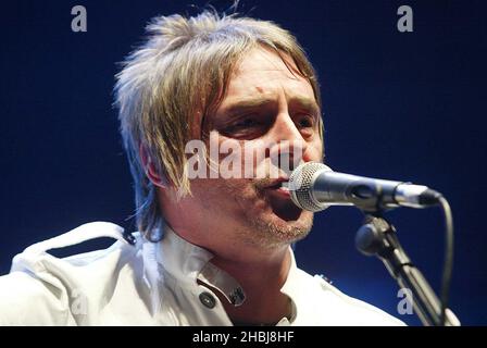 Paul Weller supports The Stereophonics and performs live on stage during the second concert in the 'Teenage Cancer Trust: The Who & Friends Live At The Royal Albert Hall in London. Stock Photo