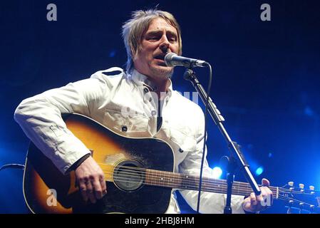 Paul Weller supports The Stereophonics and performs live on stage during the second concert in the 'Teenage Cancer Trust: The Who & Friends Live At The Royal Albert Hall in London. Stock Photo