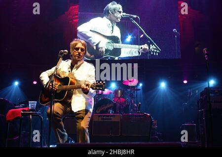 Paul Weller supports The Stereophonics and performs live on stage during the second concert in the 'Teenage Cancer Trust: The Who & Friends Live At The Royal Albert Hall in London. Stock Photo