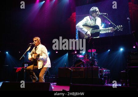 Paul Weller supports The Stereophonics and performs live on stage during the second concert in the 'Teenage Cancer Trust: The Who & Friends Live At The Royal Albert Hall in London. Stock Photo