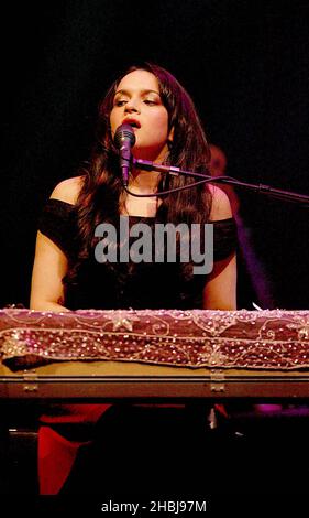 Singer-songwriter Norah Jones performs on stage as she wraps up UK tour with first of 4 London dates at the Carling Apollo, Hammersmith in London. Stock Photo