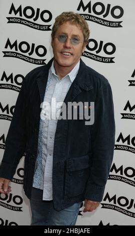 Roger Daltrey from the Who arriving at Mojo Awards at the Banqueting Hall in Whitehall, London. Stock Photo