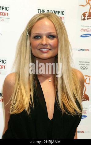 Emma Bunton poses backstage at the Olympic Torch Concert in The Mall at Buckingham Palace in London. Stock Photo