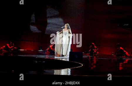 Broadway and West End star Sarah Brightman plays live gig at Wembley Arena in London. Stock Photo