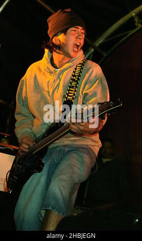 Busted; James Bourne attends and perform on stage at the annual Regent Street Christmas Lights switching-on ceremony, having performed live, in Regent Street on November 7, 2004 in London. Stock Photo