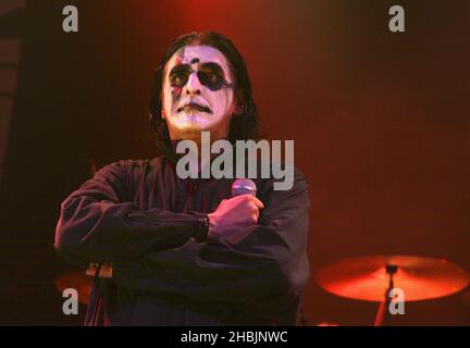 Jaz Coleman of British art-rock band Killing Joke perform on stage at The Astoria on October 14, 2005 in London. Stock Photo