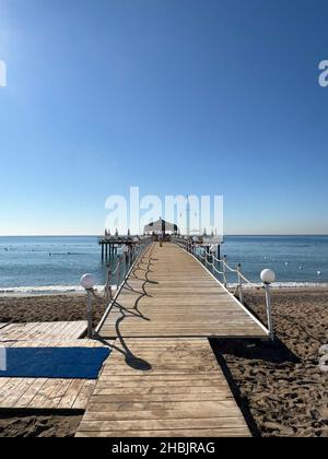 The beach of the Ramada Resort Hotel, Antalya, Turkey Stock Photo