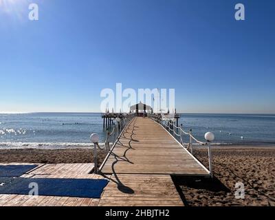 The beach of the Ramada Resort Hotel, Antalya, Turkey Stock Photo