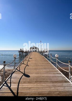 The beach of the Ramada Resort Hotel, Antalya, Turkey Stock Photo