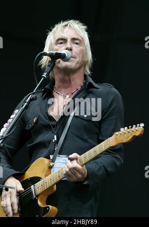 Paul Weller performs on stage, during the V Festival In Hylands Park in Chelmsford, Essex on Sunday August 20, 2006. Photo by Entertainment Stock Photo