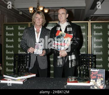 Rick Parfitt and Francis Rossi of Status Quo launch DVD at Harrodsin London. Stock Photo