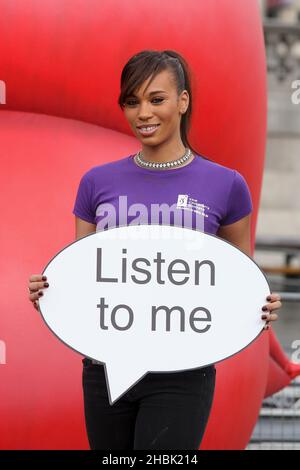 Javine Hylton raising awareness for disabled children at the Children's Society photocall, London. Stock Photo