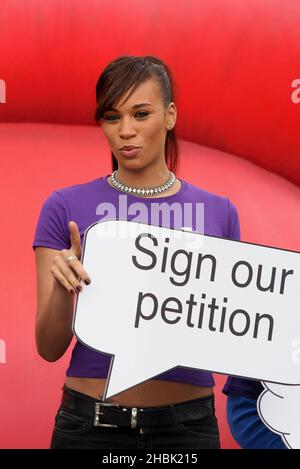 Javine Hylton raising awareness for disabled children at the Children's Society photocall, London. Stock Photo