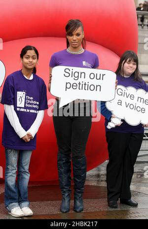 Javine Hylton raising awareness for disabled children at the Children's Society photocall, London. Stock Photo