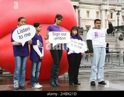 Javine Hylton raising awareness for disabled children at the Children's Society photocall, London. Stock Photo