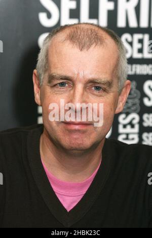 Neil Tennant of the Pet Shop Boys attends an instore signing to launch the Pet Shop Boys Catalogue, celebrating the twentieth anniversary of their first album in 1986, at Selfridges in London on December 14, 2006.  Entertainment Stock Photo